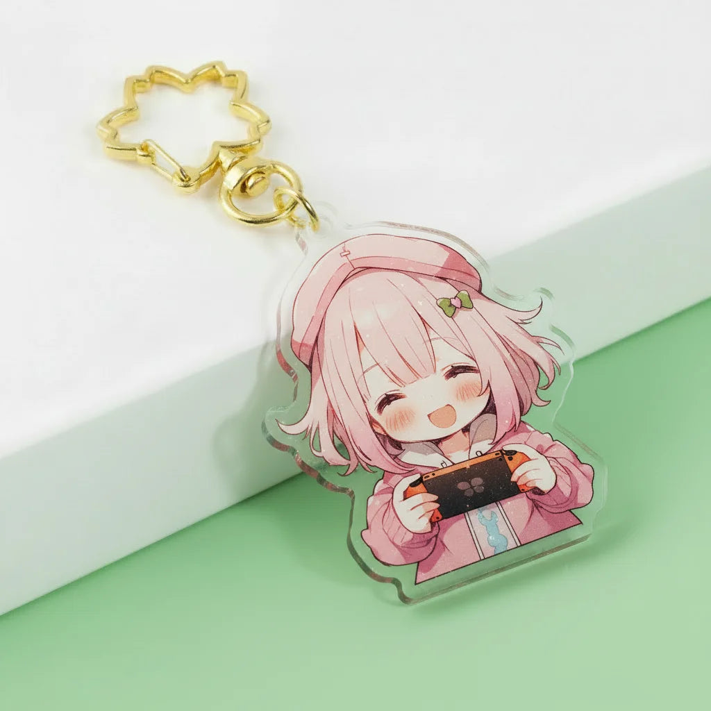 Acrylic Holographic Broken Glass Holographic Star Epoxy Resin Various Process Key Chain Double-sided Design Customization