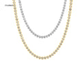 FUAMAY Gold Plated round Diamond Link Chain Necklace Bezel for Women and Girls for Wedding or Gift