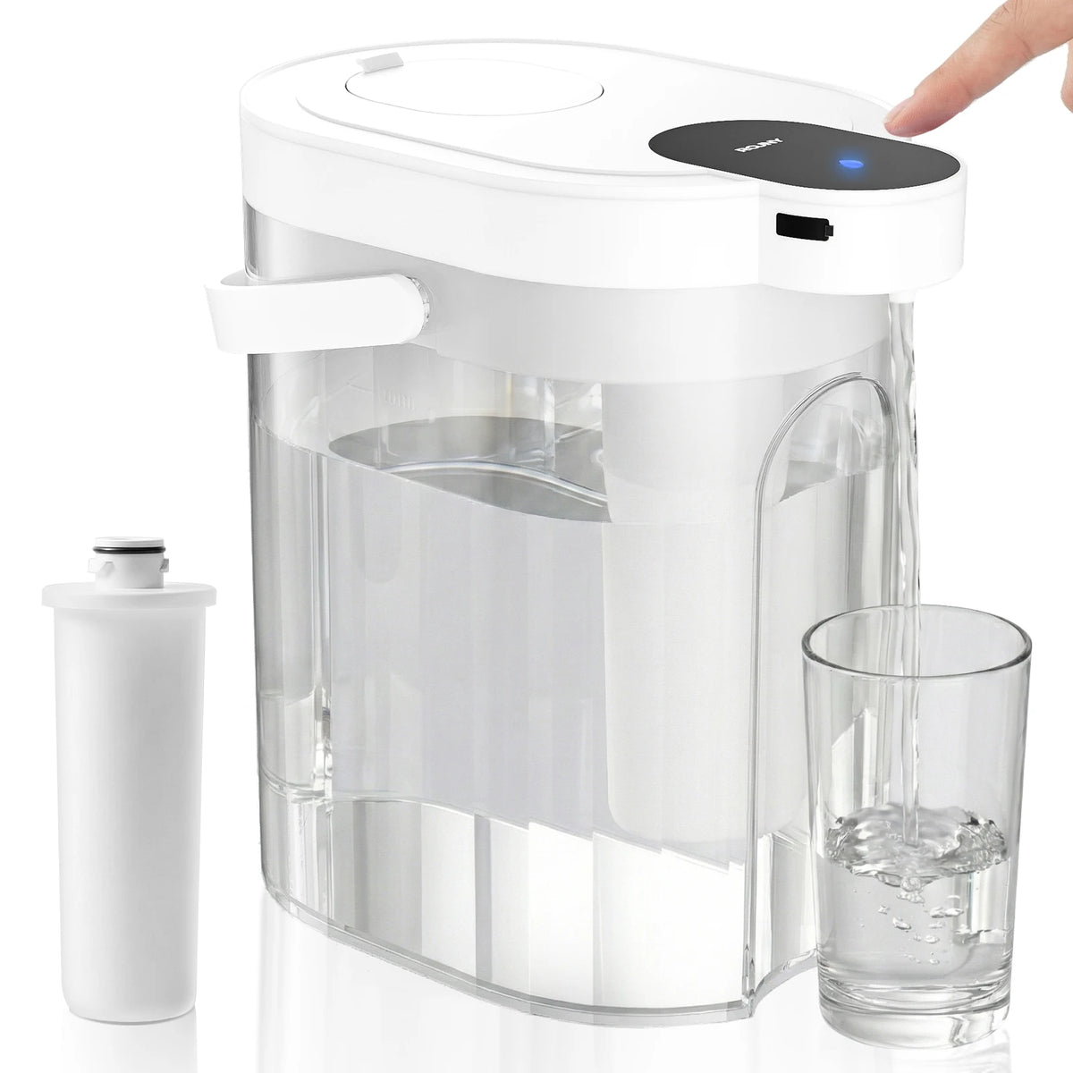 Portable Water Filter Pitcher 4L 5W Wireless Water Purifier 300L Total Purified Volume for Home Camping Travel Use MegaBDM