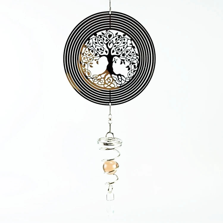 Factory Price Life Tree Wind Spinner 15cm Stainless Steel Home Garden Decoration Outdoor Hanging Ornament Swivel Wind Chimes