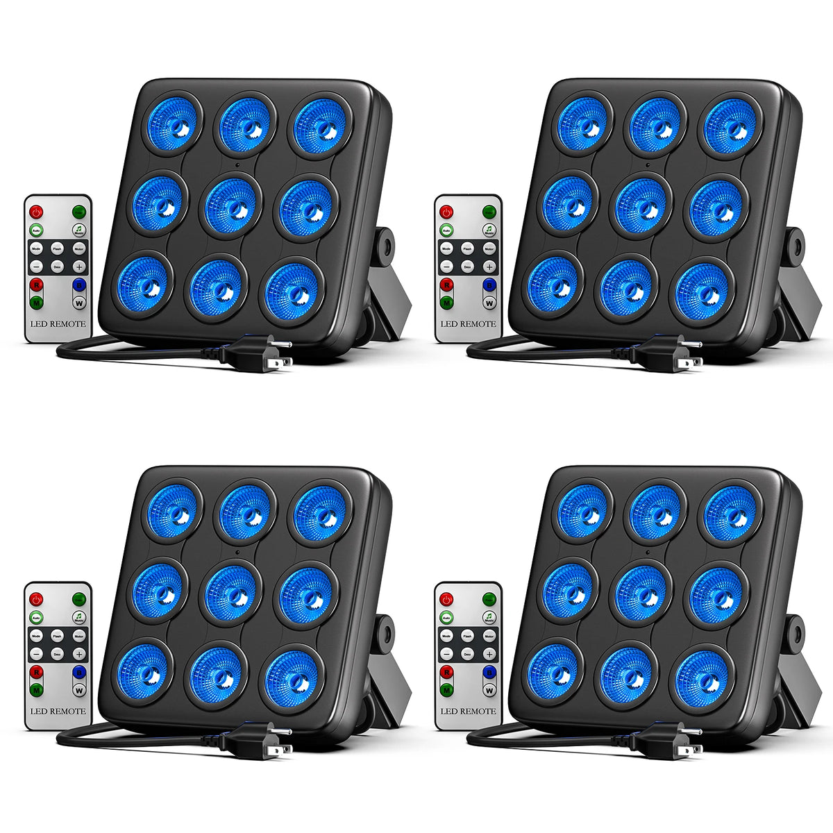 U`King 4PCS Square Par Lights 9X10W RGBW LED Stage Lights DMX Remote Control Par Lights for Wedding Disco Party Bar KTV Show MegaBDM