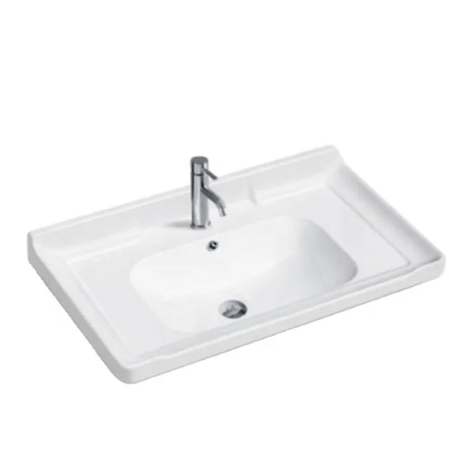 Best Selling Chaozhou Rectangular White Ceramic Bathroom Sink Single Hole Faucet Hands Washing Basin Porcelain Cabinet Basins