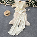 Summer Casual 2 Piece Set for Women Bandage Top And High Waist Set Clothing Wholesale