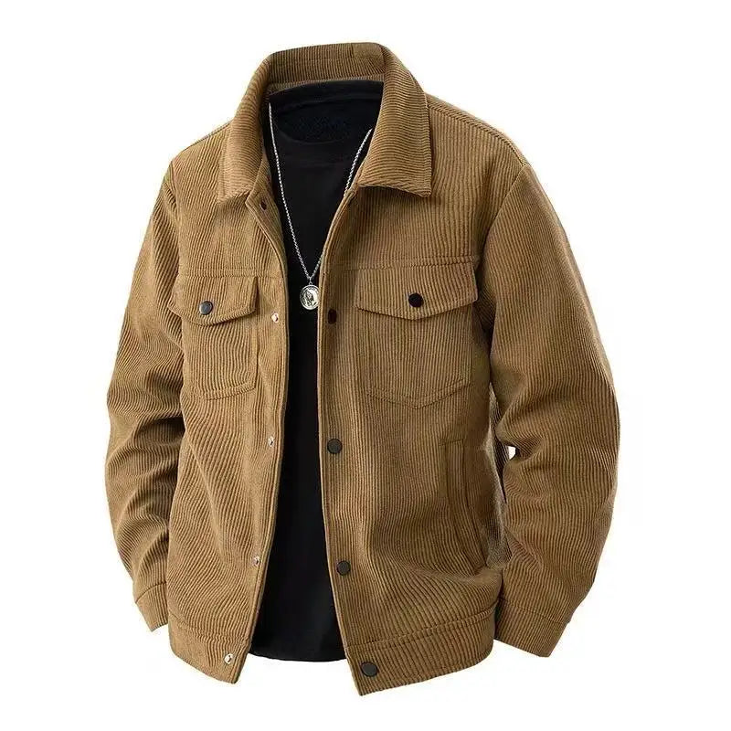 China Bangladesh Factory Price OEM Customized Logo Embroidery Japanese Retro Lapel Workwear Loose Fit Casual Men Jacket MegaBDM