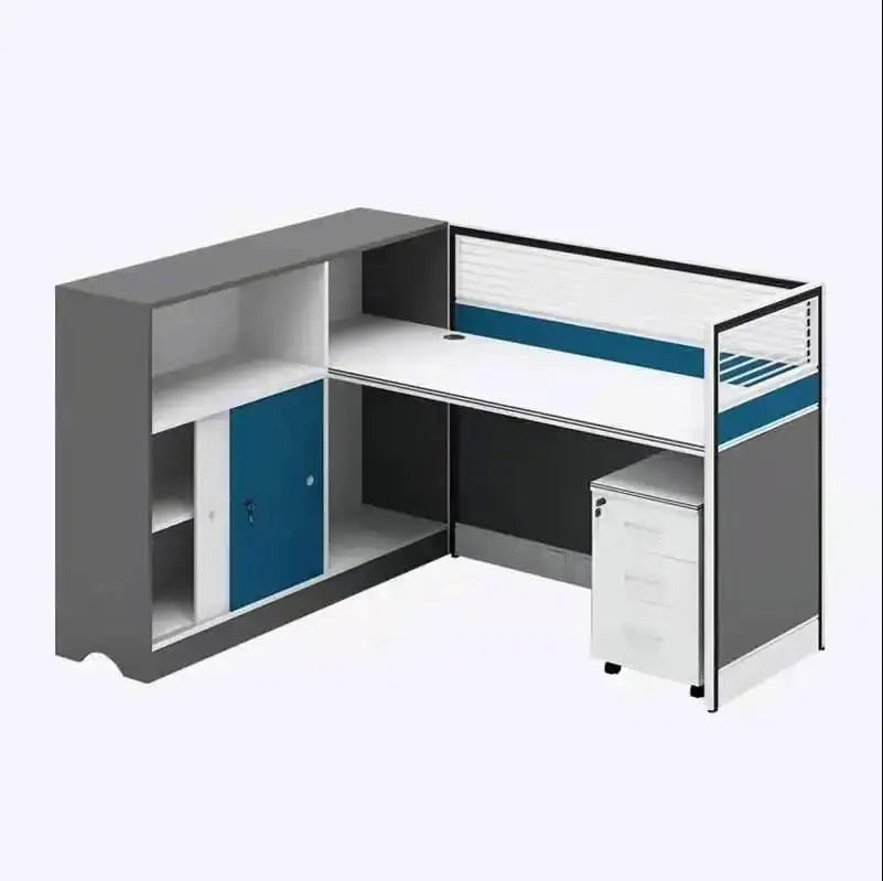 Modern Convertible L Shaped Call Center Cubicle Workstation Home Office Computer Desk with Partition