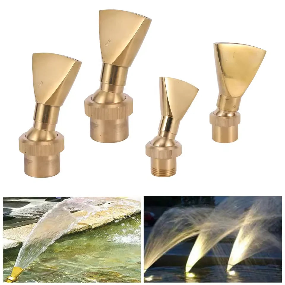 Brass Adjustable Fan-shape Water Fountain Nozzle 1/2" 3/4" 1" 2" Thread Garden Pool Fountain Head Duck Tail Jet Sprinkler MegaBDM