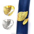 Gold Metal Leaf Luxury Glam Durable Wedding Restaurant Scarf Napkin Rings Holder