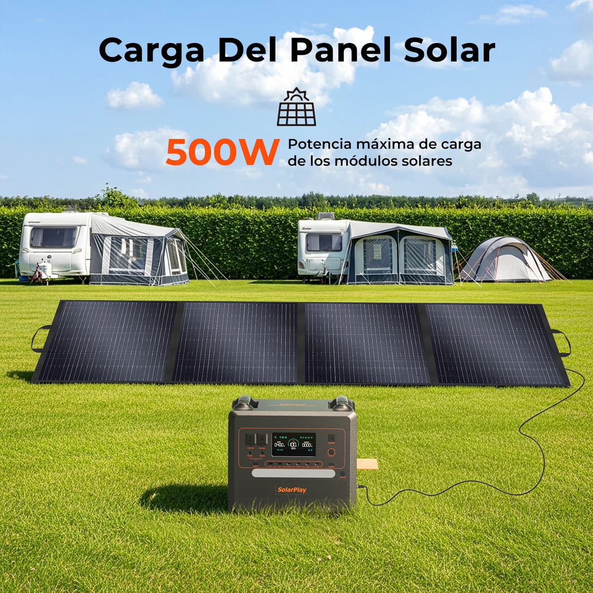 SolarPlay Q2402M 2500W Portable Power Station 2340Wh LiFePO4 Battery with 400W Solar Panel Dual AC+Solar Charging in 1.5Hrs MegaBDM