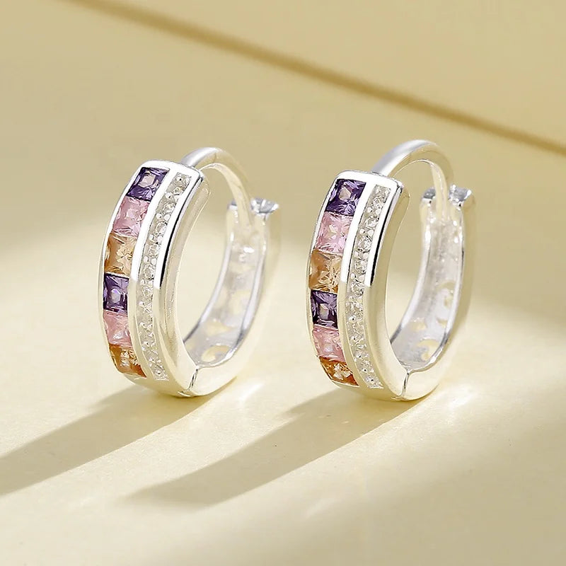 925 Sterling Silver Fashion Jewelry for Ladies Elegant Cubic Zirconia Custom Huggies With Dangle Earrings
