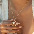 Waterproof 316L Stainless Steel Pendant Necklace Non Tarnish 18K Gold PVD Plated Organic Shape Pearl Pendant Necklace for Women MegaBDM