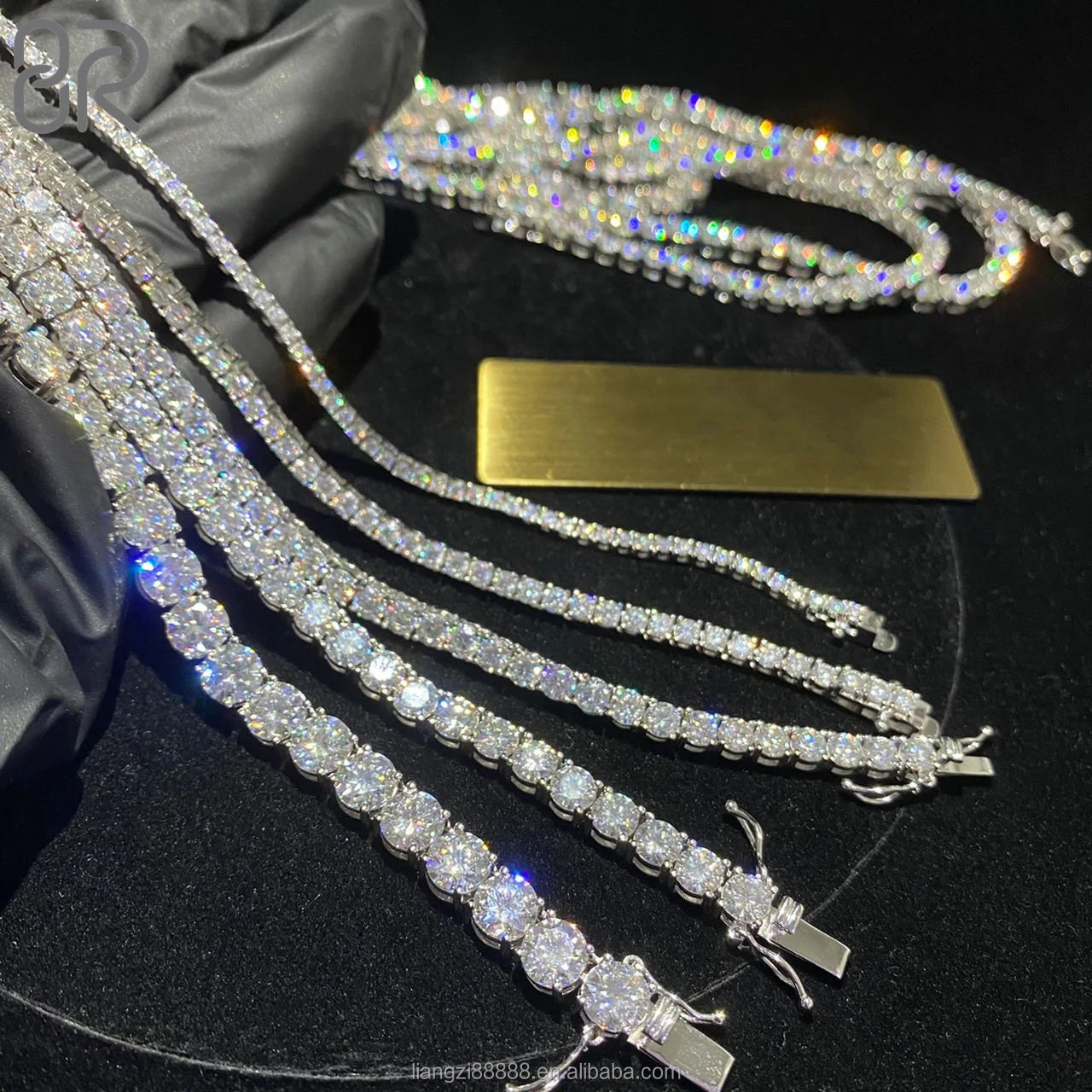 Fast Shipping 5MM  925 Silver Tennis Chain Bracelet Iced Out Round Brilliant Cut Moissanite Tennis Link Hip Hop Jewelry