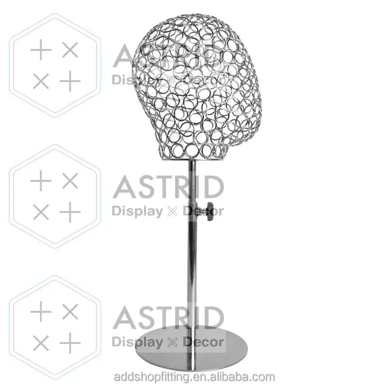 Chrome Durable Metal Steel Head Model Cap Rack Hat Display Stand for clothing shop