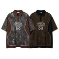 2026 Men Streetwear Oversized Polo Shirt Vintage Leopard Print Patchwork Raw Edge Short Sleeve Hip Hop Custom T Shirts MegaBDM