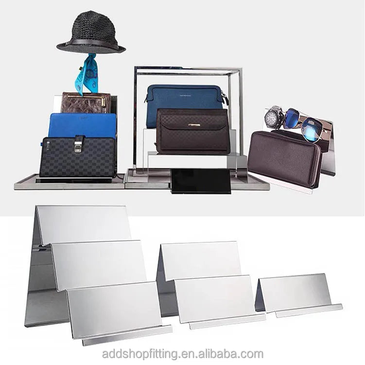 Stainless Steel Store Display Stand Wallet Holder with for Design Easy Assembly Carton Packed for Shop Use