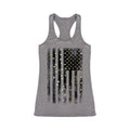 Heather Grey Sustainable Women's Tank Top Printed Jersey Crew Neck Short Length Casual Style with Embroidery Sequins Appliques