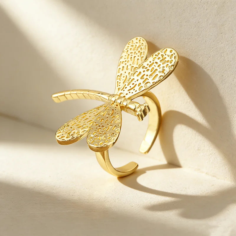 QIKU Wholesale Dragonfly Animal Ring | Copper & Gold Plated | Latest Trendy Fashion Rings for Men & Women