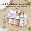 Minimalist Wall Hung Drawer Organizer Pull Down Dust Proof Clear Box for Bathroom Lotion Lipstick