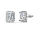2023 Luxury Jewelry for Women Ice Crushed Cubic Zirconia 925 Silver Emerald Cut Halo Stud Earrings Destiny Jewellery