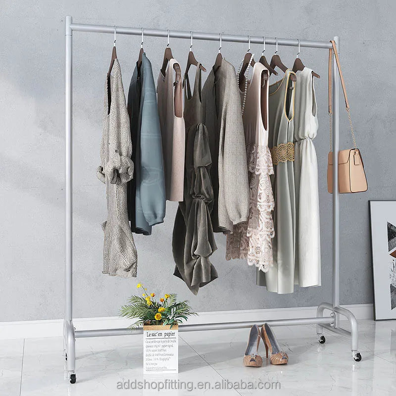 Movable Wheel Rail Stand Clothes suits wedding dresses formal gowns Display Rack for Shop