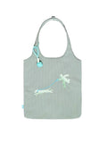 Nylon Grey Bean Green Puppy Embroidered Shoulder Bag Shopping Tote Crossbody Bag