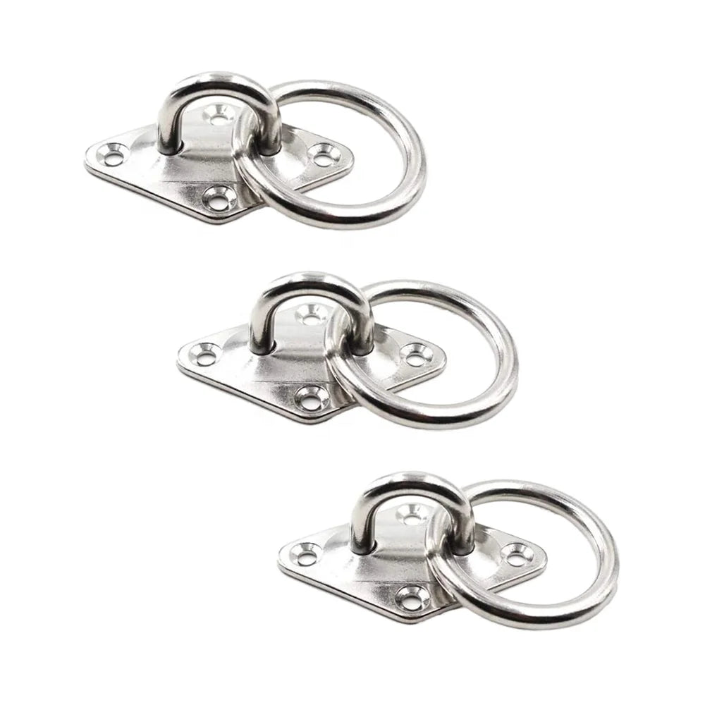 Heavy Duty 1/4\" 6mm 304 Stainless Steel Ceiling/Wall Mount Hook Diamond Pad Eye Plate Ring Yoga Swings/Boat Hardware Bag