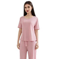 Women's Elegant Casual Premium 100% Cotton Single Jersey Biowashed Pyjama Set Front Logo Vintage Fashion Summer Autumn Spring