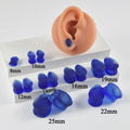 Frosted Glass Blue Smoke Color Droplet Shaped Double Flared Ear Plug Expander Piercing Jewelry for Engagement Wedding Unisex