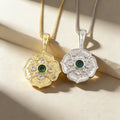QIKU Elegant Green Rhinestone Flower Shape Pendant Women Copper Zircon Necklace Gold/Silver Color Jewelry Accessories Girl Gift