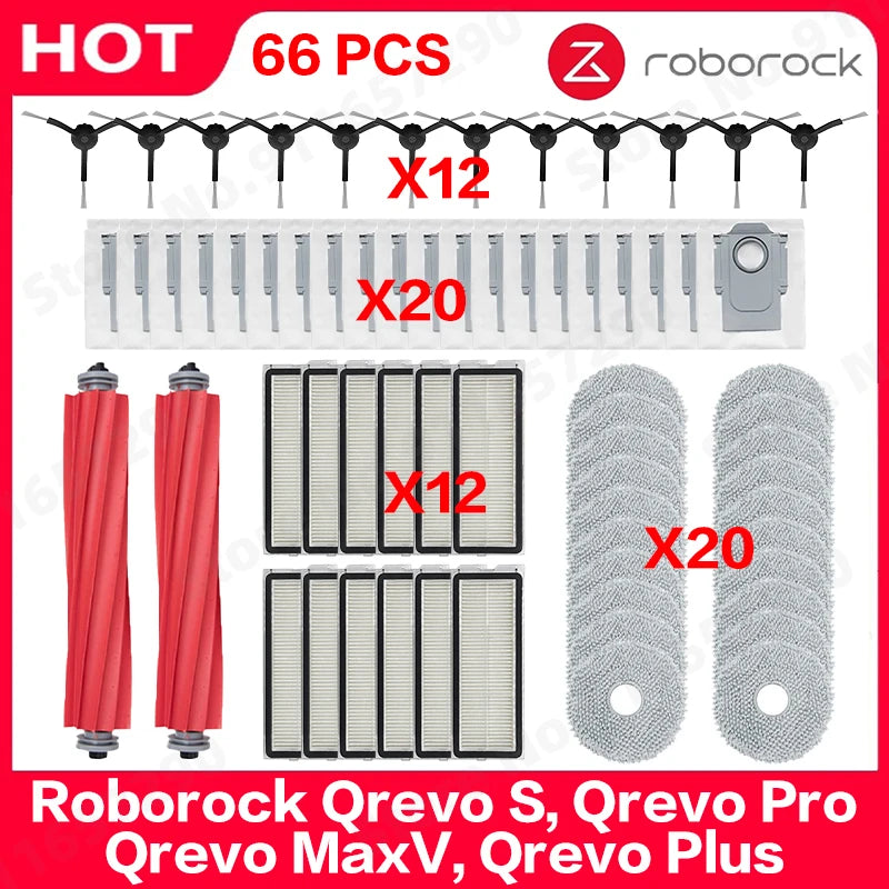 Roborock Qrevo S, Qrevo Pro, Qrevo MaxV, Qrevo Plus Vacuum Parts Main Roller Side Brush Filter Mop Pad Cloth Dust Bag
