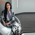 2024 Designs Eid Dubai Islamic Elegant Modest Abaya Printed Long Sleeve Dubai Large Size Cardigan Robe Open Abaya