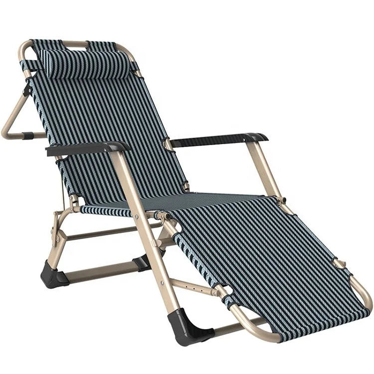 Outdoor Indoor Portable Adjustable  Multipurpose Sleeping & Rest Metal Foldable Stripe Oxford Cloth Bed and Chair for Sales
