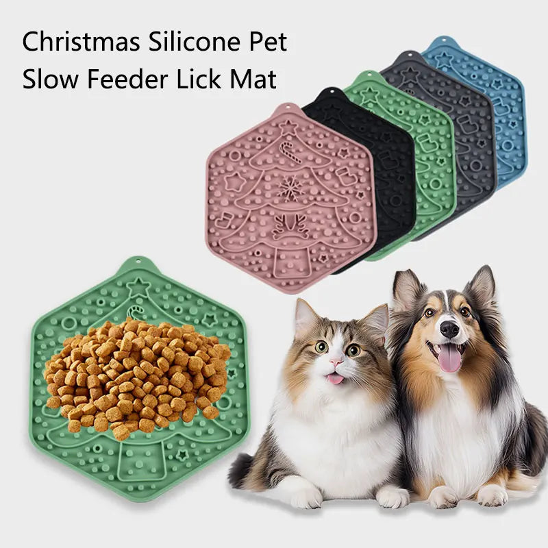 Youngs Reusable Eco-Friendly Christmas Silicone Slow Feeder Lick Mat Waterproof Non-Slip Food Grade Pet Feeding Tray Dogs Cats MegaBDM