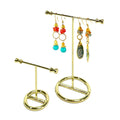Steel Golden Jewelry Earring Display Stand-Durable Portable Modern T-Shape for Jewelry Storage
