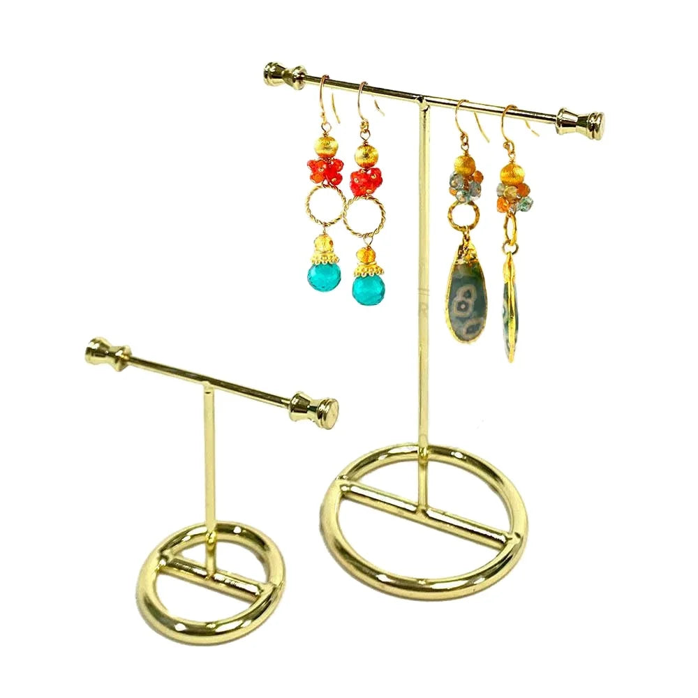 Steel Golden Jewelry Earring Display Stand-Durable Portable Modern T-Shape for Jewelry Storage
