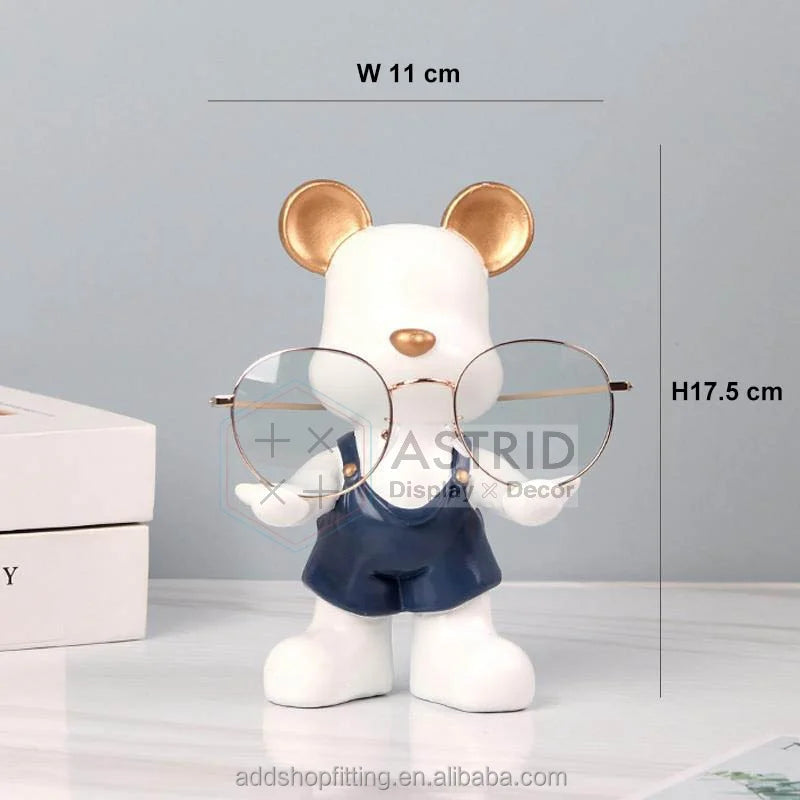 Modern White Ceramic Bear Dish Bowl Statue Storage Watch Key Stand Glasses Jewelry Display Holder for Home Decoration