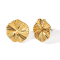 New Arrival Beach 18K Gold Plated Cold Wind  Round Shape Wrinkle Stainless Steel Earrings for Women