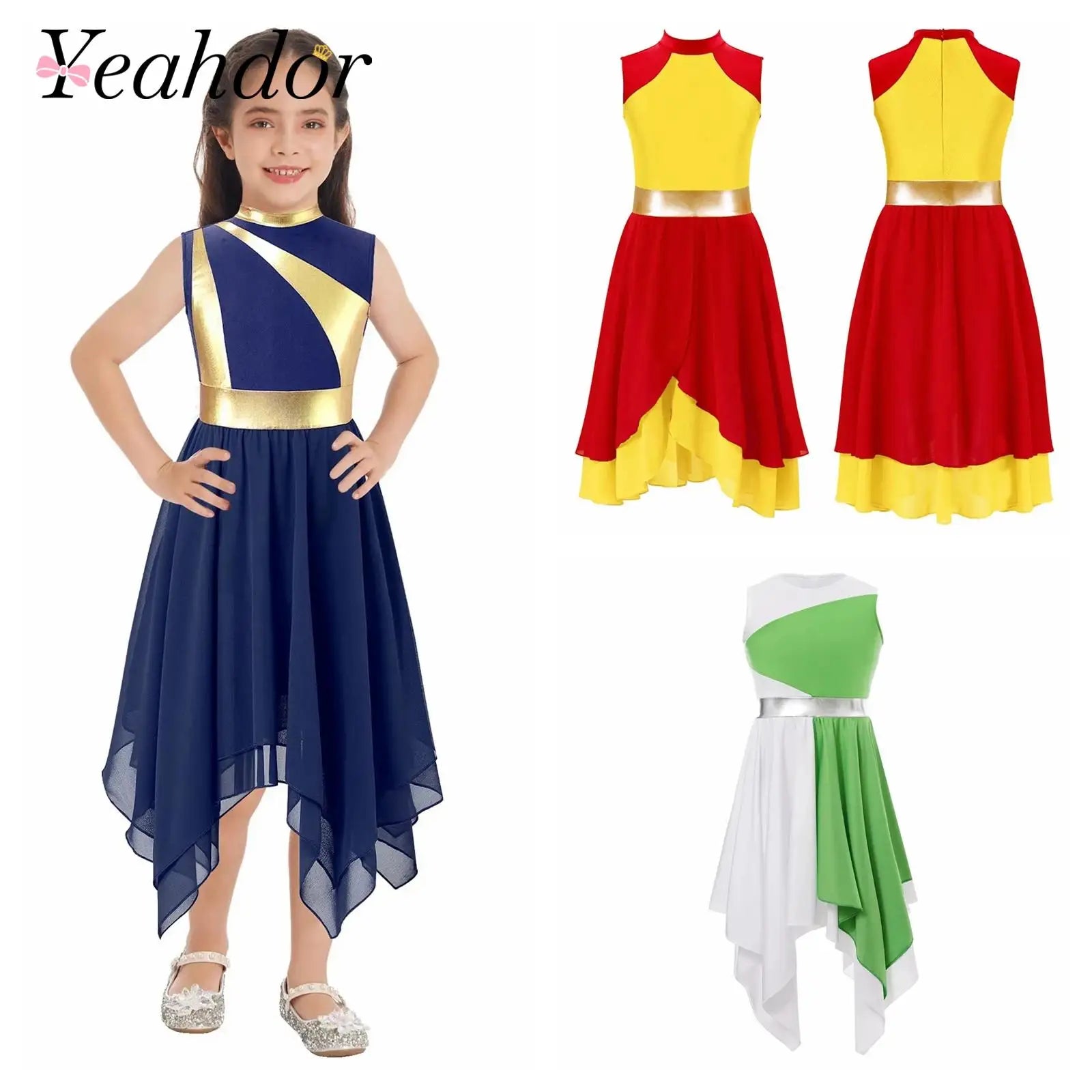 Child Worship Praise Dress Sleeveless Lyrical Liturgical Dance Costumes Children Church Choir Costume Ballroom Dancing Dancewear