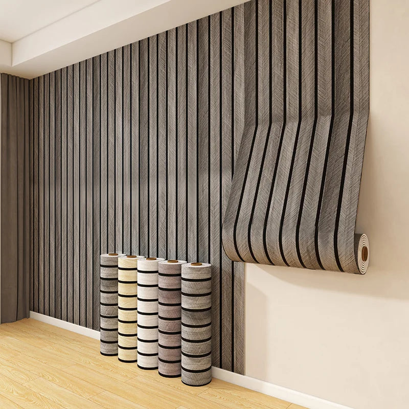 Self-Adhesive 3D Wood Slat Wall Sticker Peel and Stick Wall Panels for Bedroom Accent Wall Decor