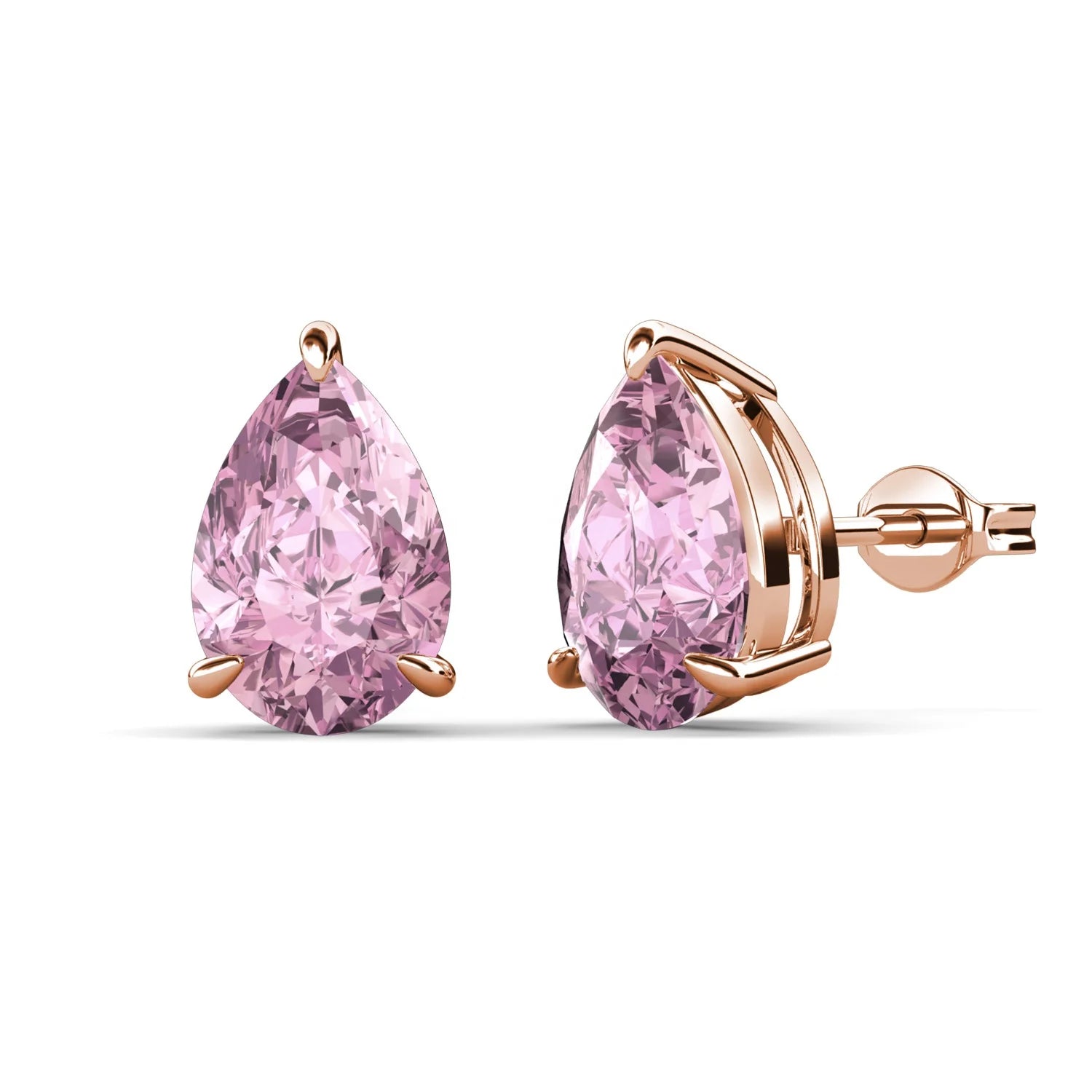 New Pink Ice Crushed Stone 925 Sterling Silver Pear Cut Solitaire Stud Earrings Fine Jewelry for Women Destiny Jewellery