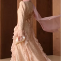 YKD063 Muslim Dress Wome Islamic Clothing Hijabs Traditional Lace Floral Dress Summer Lightweight Style Fashionable Elegant
