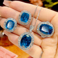 Wholesale High Quality Luxury Fashion Shiny Zircon Necklace Earring Ring Multiple Color Choice Jewelry Set for Anniversary Party MegaBDM