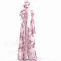 Abaya Women Muslim Dress 2023 Dubai O-neck Long Sleeve Printed Embroidery Turkey Muslim Dress Women Abaya 2 Piece Set Party