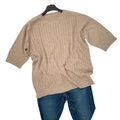 Hot Selling High Quality Ladies' Casual Fashion Sweater Short Sleeves Crew Neck Knitwear in Hazelnut for Autumn