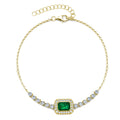 Lab Grown Gemstone Vivid Green Emerald 925 Silver Vintage Halo Adjustable Chain Bracelet Jewelry for Women Destiny Jewellery
