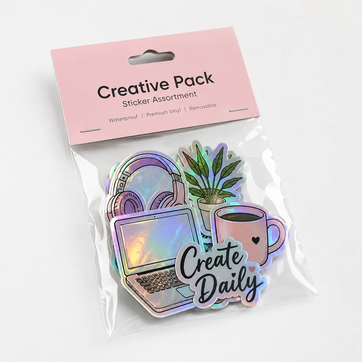 Custom UV-resistant Waterproof Self-adhesive Die-cut Vinyl Stickerspackaged in OPP Bags with Header Cards. MegaBDM