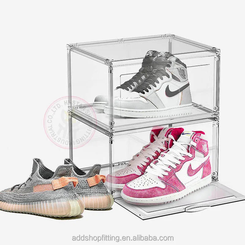 Modern Style PS Stackable Plastic Clear Storage Shoes Sneaker Box for Multifunction Household Organizer