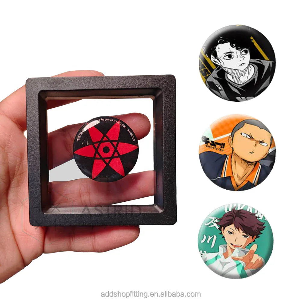 Custom Logo Modern Eco-Friendly for PE Film Transparent Floating Cartoon Animation Toy & Badge Display Case for Retail Use