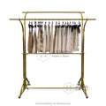 2 Layers Gold Rail Stand Movable Wheel Rail Wig Hair Extension Display Rack for  hair bundle display