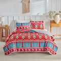 Red Bohemian Style Home Textiles Polyester Bedding Printed Comforter Quilts Bed Sheets Quilted Bedspread Set Wholesale MegaBDM