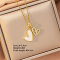 Ins Fashion Jewelry Gift 18K Gold Plated Stainless Steel Snake Chain Charms Pendant White Shell Heart Pendant Necklace